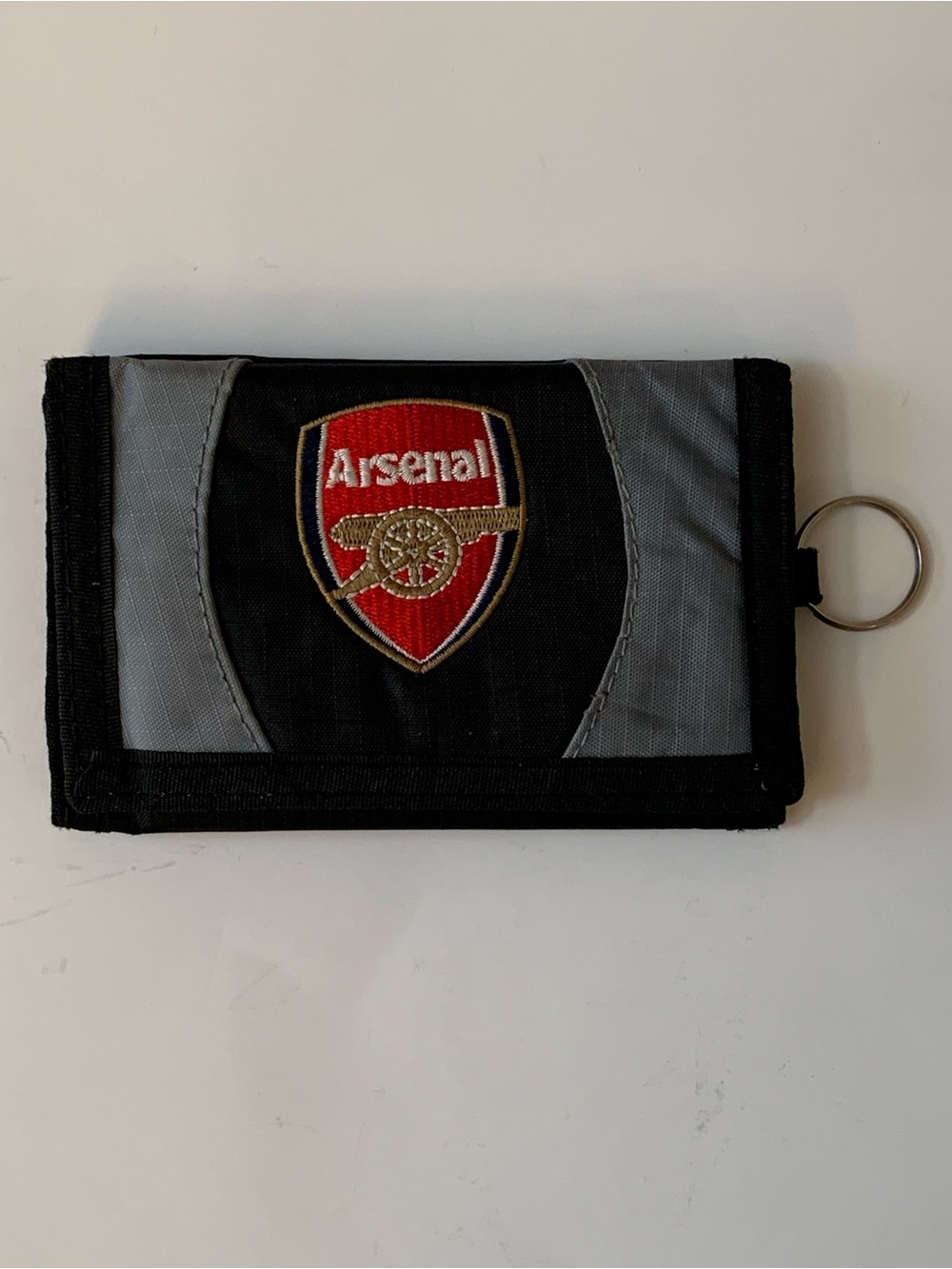 Arsenal FC Nylon Trifold Wallet with Keyring Black/Grey